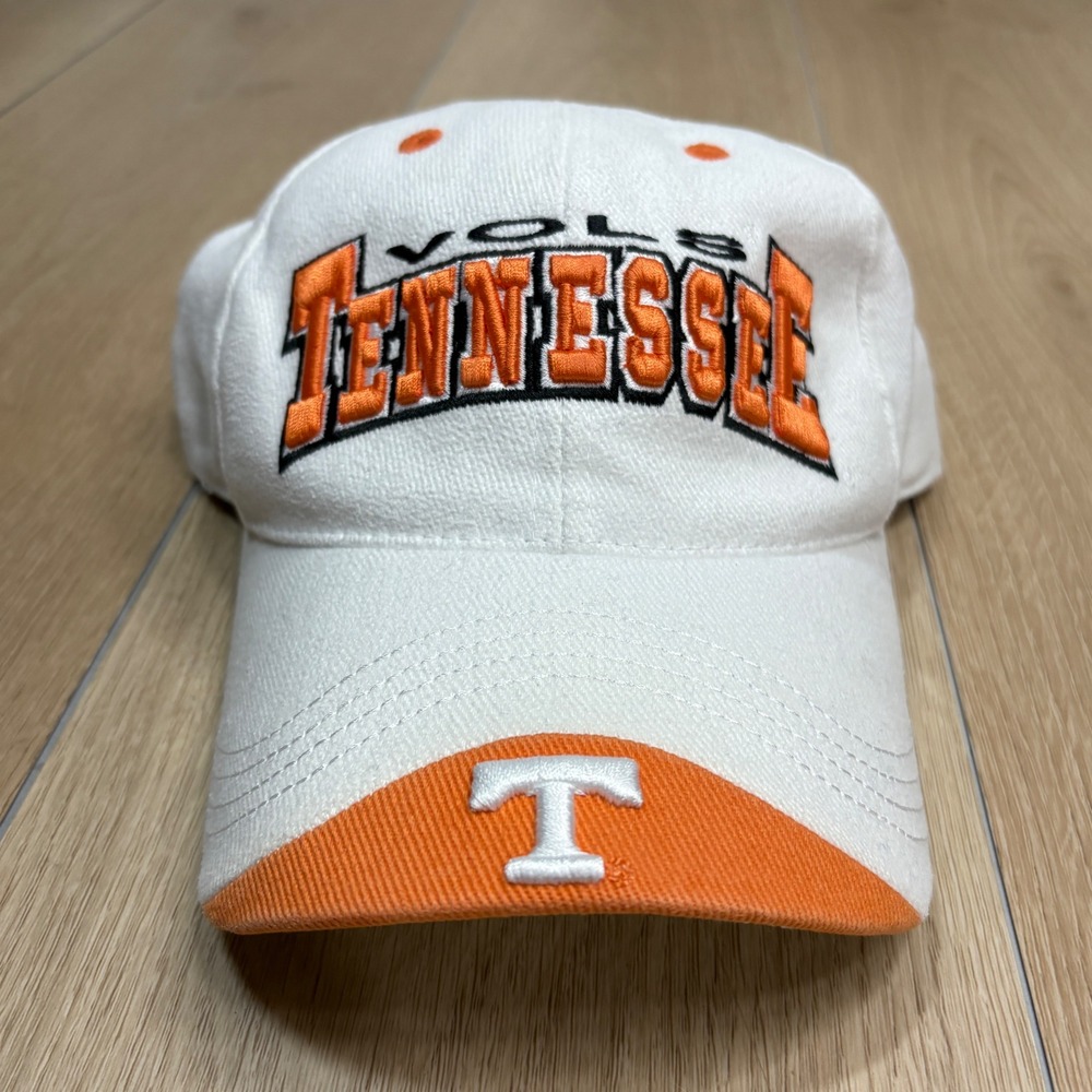Vintage Tennessee Volunteers Vols Hat White Orange Strap Adjustable Cap Y2K